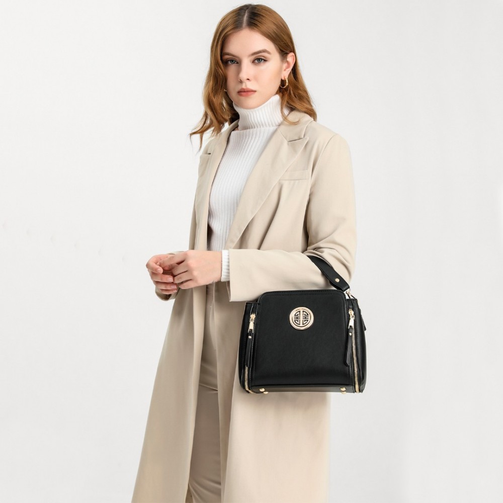 Dámska moderná kabelka Miss Lulu LB2126- čierna1259-2